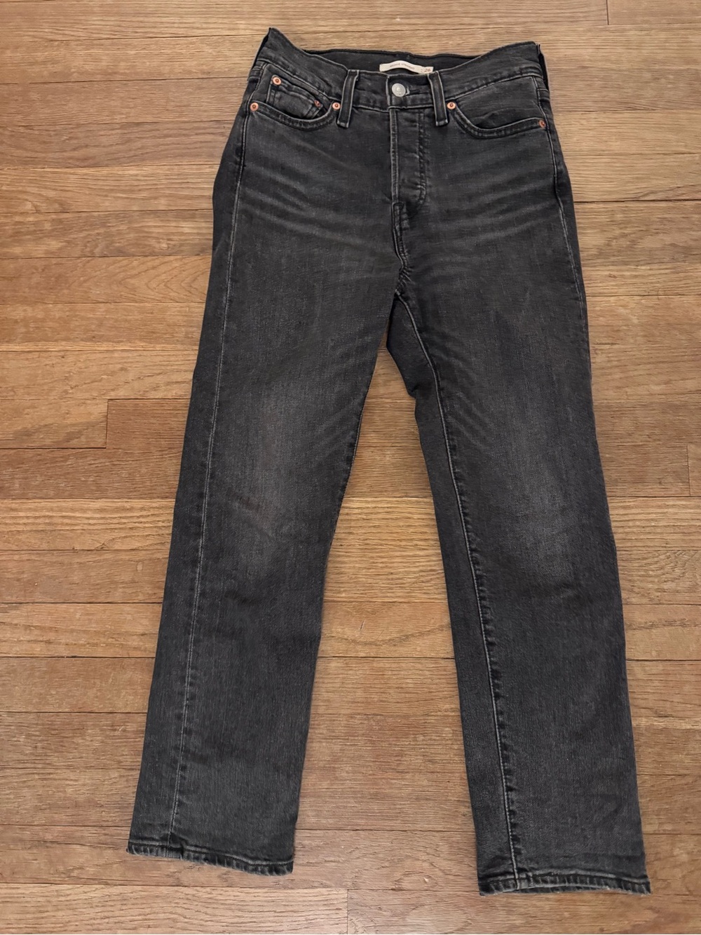 Levi's Women's Black/Charcoal Wedgie Straight Jeans - Size 26
 b65